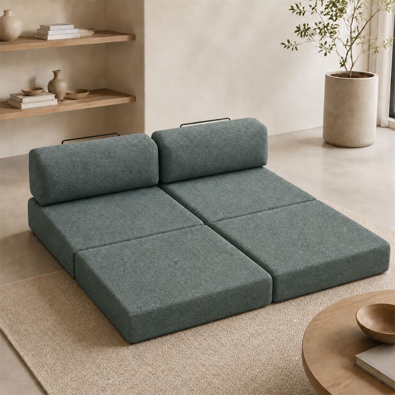 Comfort Megapap fabric three seat sofa bed in mint color 190x95x75cm.