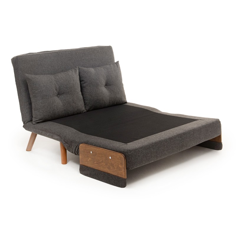 Cosmo Megapap fabric two seater sofa bed in dark grey color 133x78x78cm.