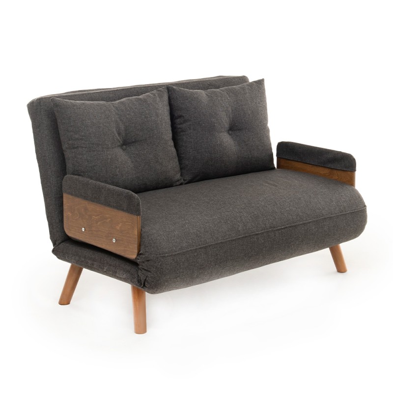 Cosmo Megapap fabric two seater sofa bed in dark grey color 133x78x78cm.
