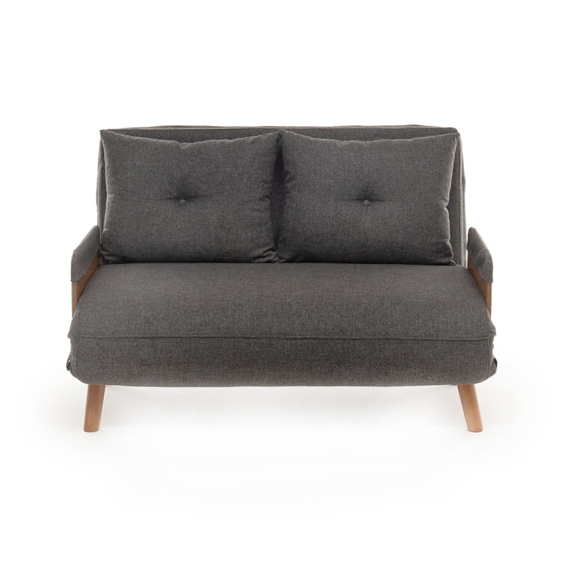 Cosmo Megapap fabric two seater sofa bed in dark grey color 133x78x78cm.