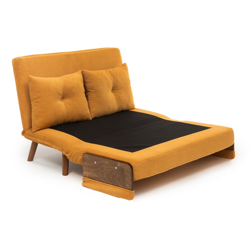 Cosmo Megapap fabric two seater sofa bed in mustard color 133x78x78cm.