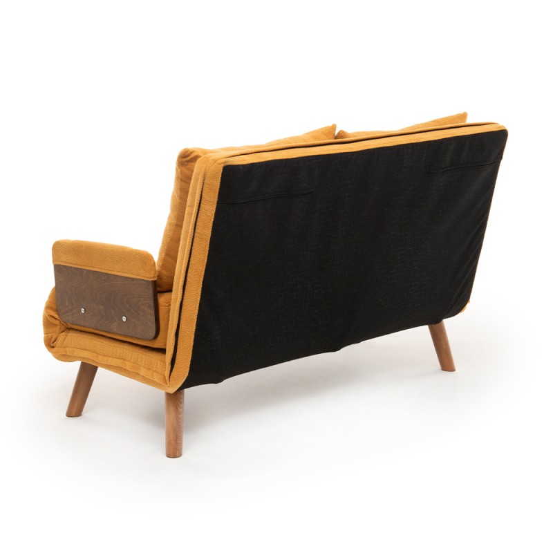 Cosmo Megapap fabric two seater sofa bed in mustard color 133x78x78cm.