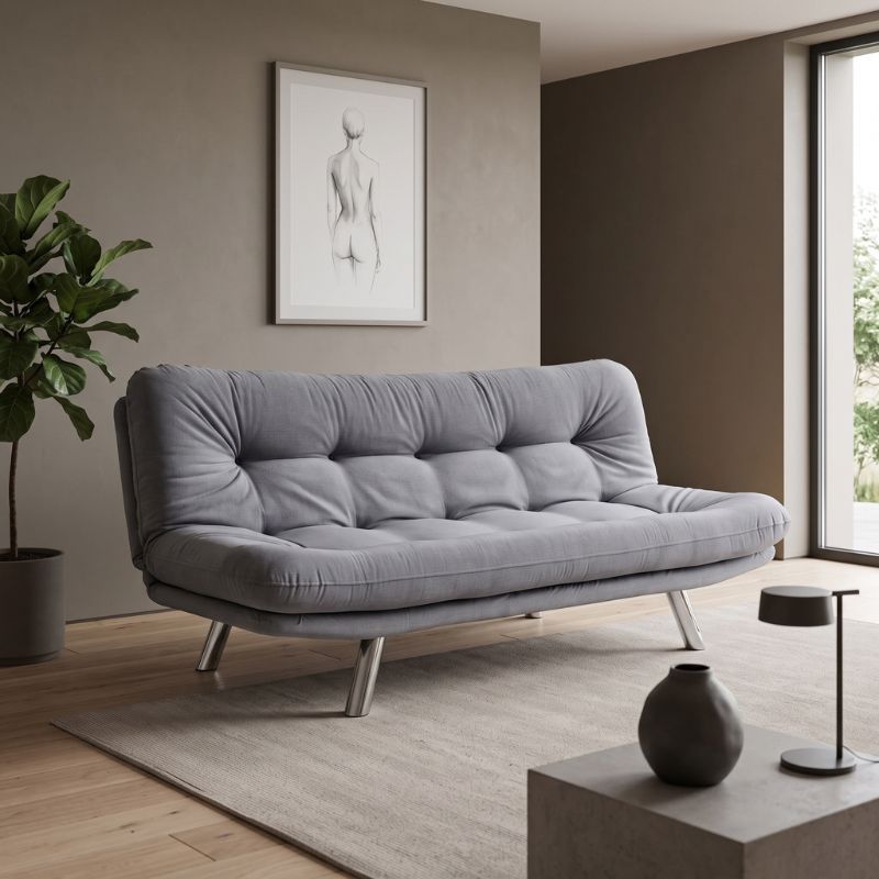 Hippo Megapap three seater fabric sofa bed in grey color 180x87x85cm.