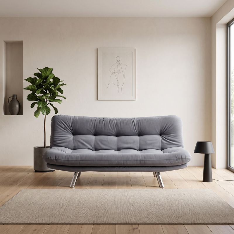 Hippo Megapap three seater fabric sofa bed in grey color 180x87x85cm.