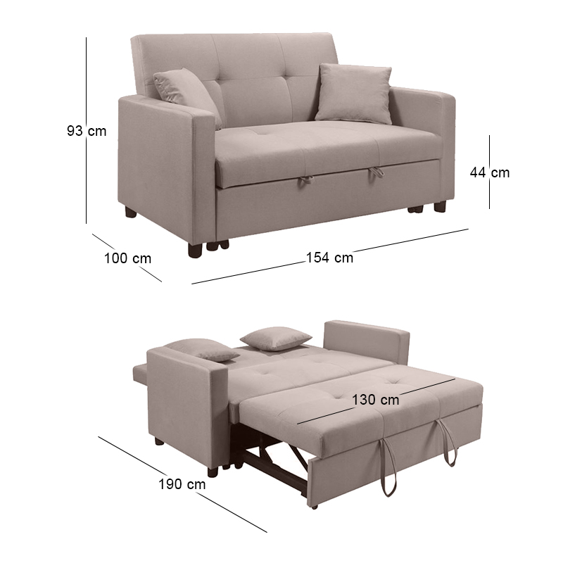 IMOLA Sofa 2-Seater - Bed / Fabric Cappuccino