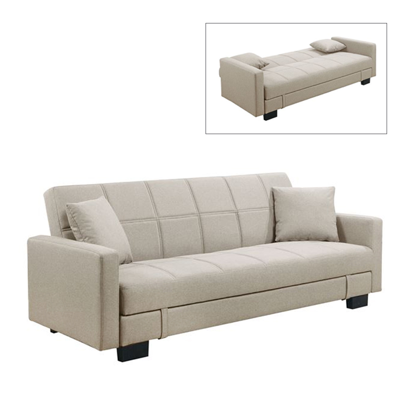KELSO Sofabed w/Storage Fabric Cappuccino