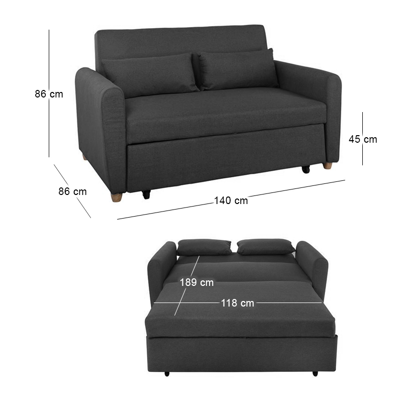 MOTTO Sofabed, Fabric Anthracite
