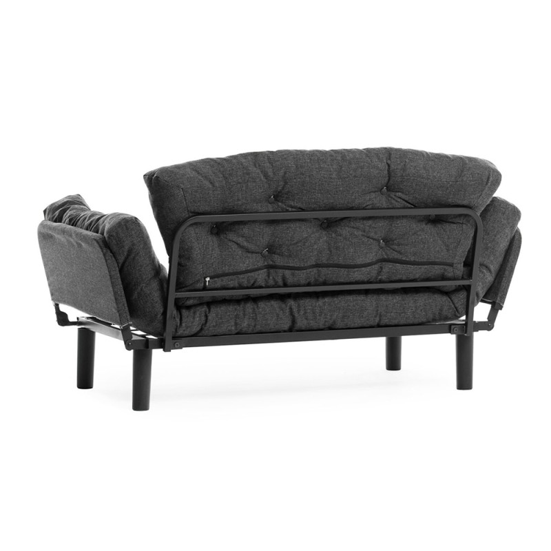 Nitta Megapap two seater fabric sofa bed in dark grey color 155x70x85cm.