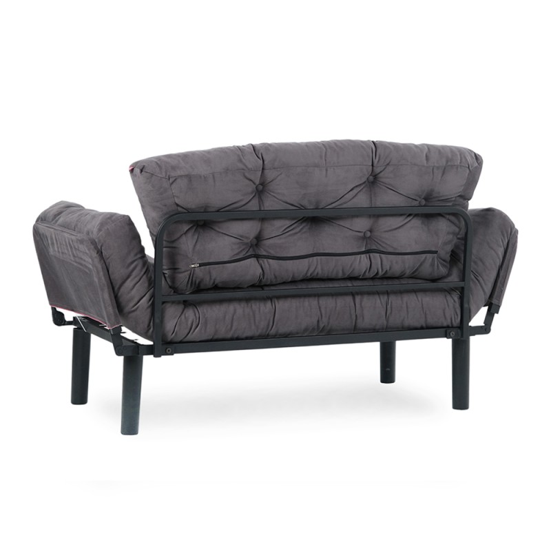 Nitta Megapap two seater fabric sofa bed in grey color 155x70x85cm.