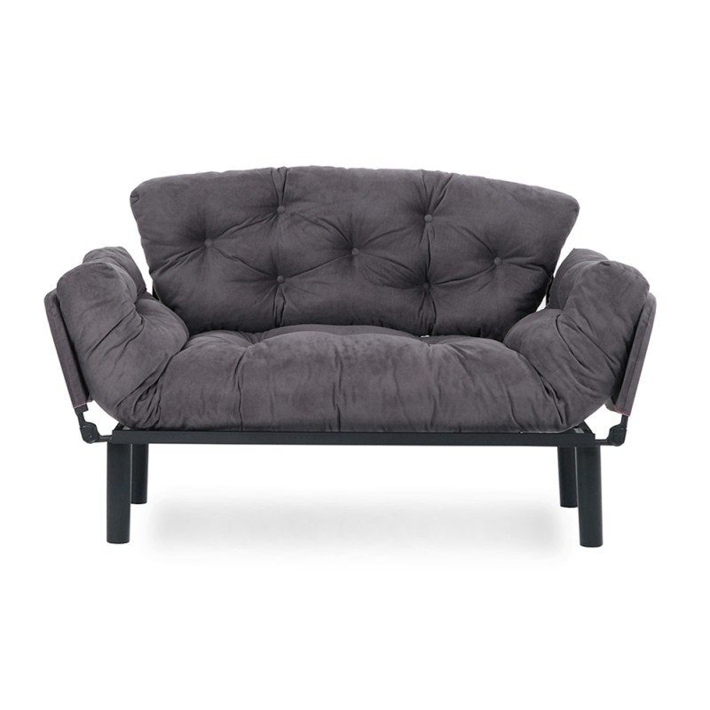 Nitta Megapap two seater fabric sofa bed in grey color 155x70x85cm.