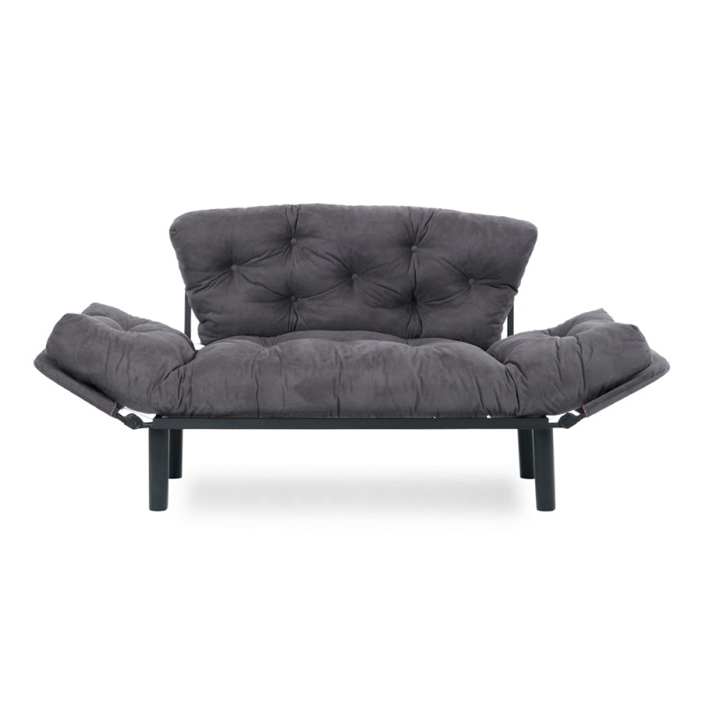 Nitta Megapap two seater fabric sofa bed in grey color 155x70x85cm.