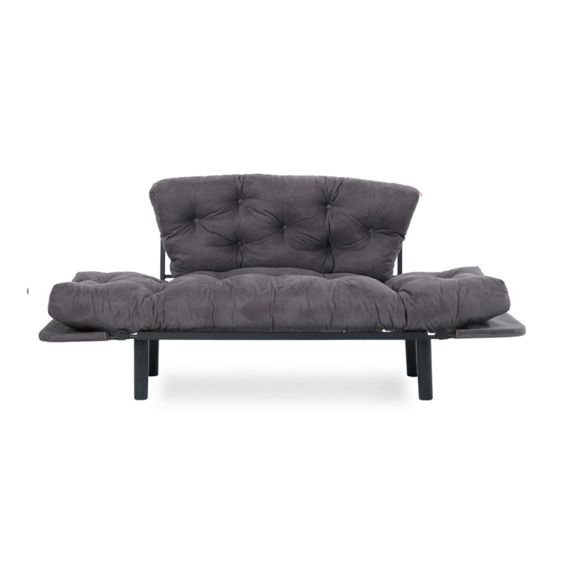 Nitta Megapap two seater fabric sofa bed in grey color 155x70x85cm.