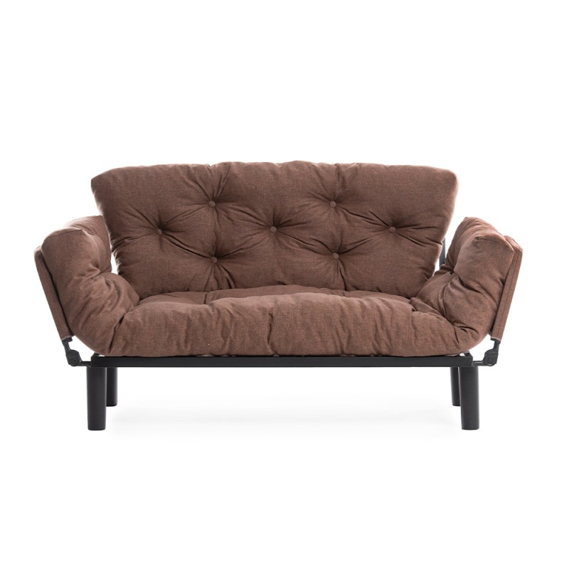 Nitta Megapap two seater fabric sofa bed in brown color 155x70x85cm.
