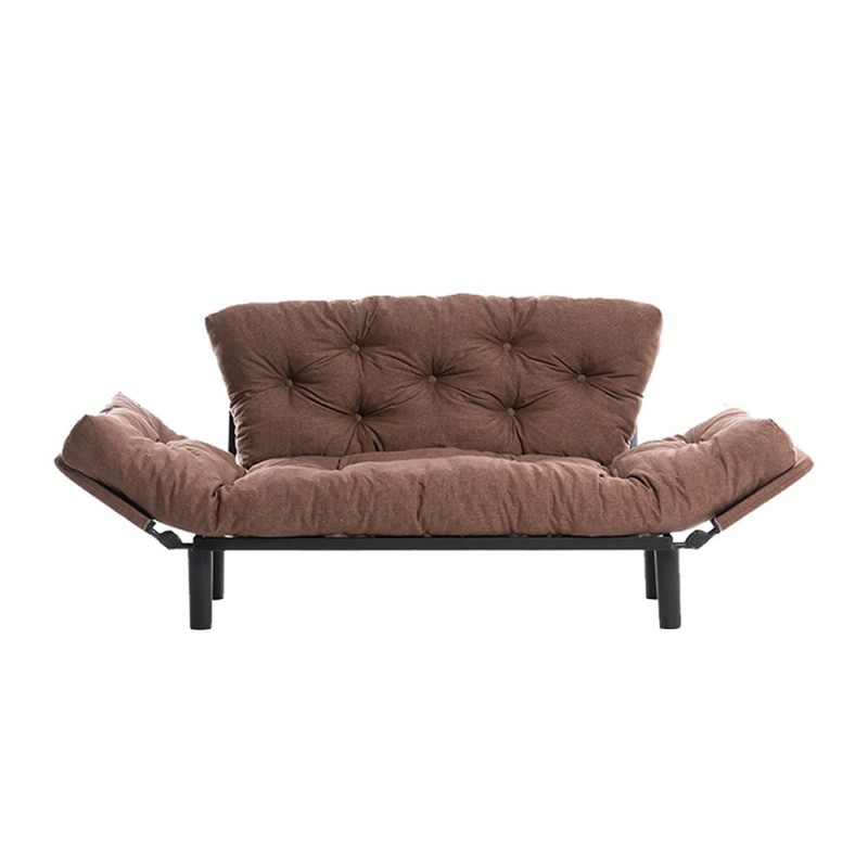 Nitta Megapap two seater fabric sofa bed in brown color 155x70x85cm.