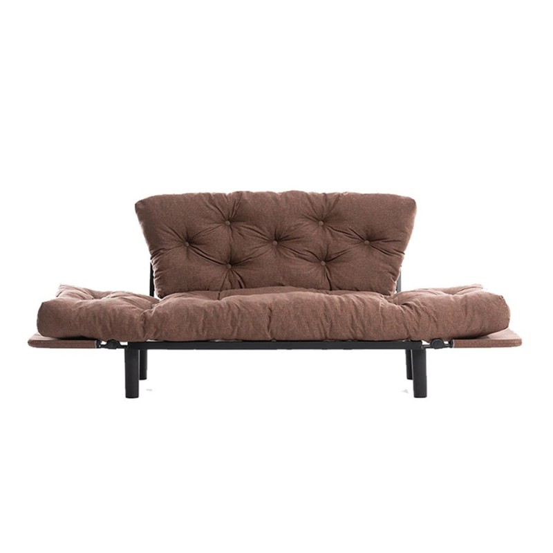 Nitta Megapap two seater fabric sofa bed in brown color 155x70x85cm.