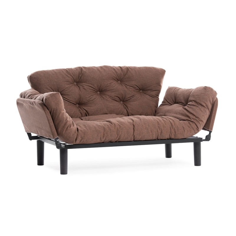 Nitta Megapap two seater fabric sofa bed in brown color 155x70x85cm.