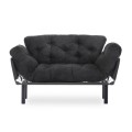 Nitta Megapap two seater fabric sofa bed in black color 155x70x85cm.