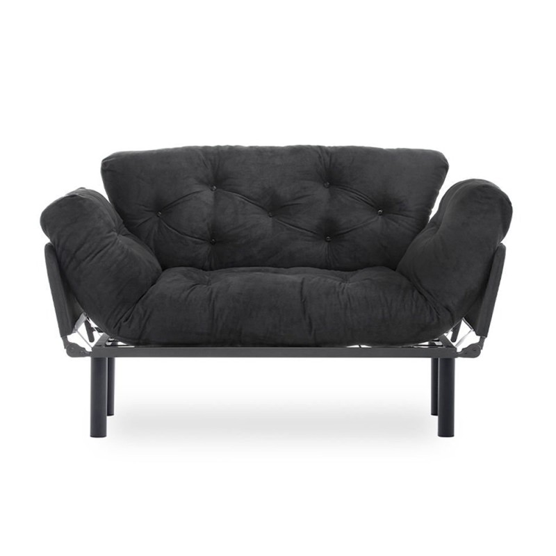 Nitta Megapap two seater fabric sofa bed in black color 155x70x85cm.
