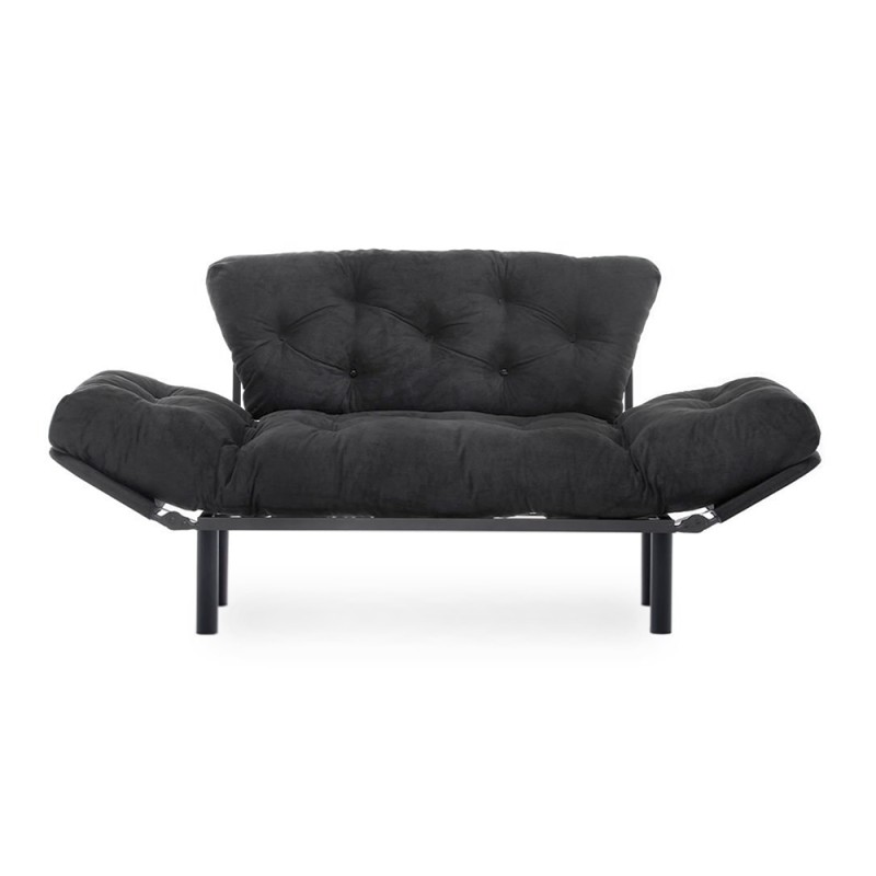Nitta Megapap two seater fabric sofa bed in black color 155x70x85cm.