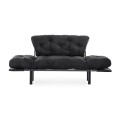 Nitta Megapap two seater fabric sofa bed in black color 155x70x85cm.