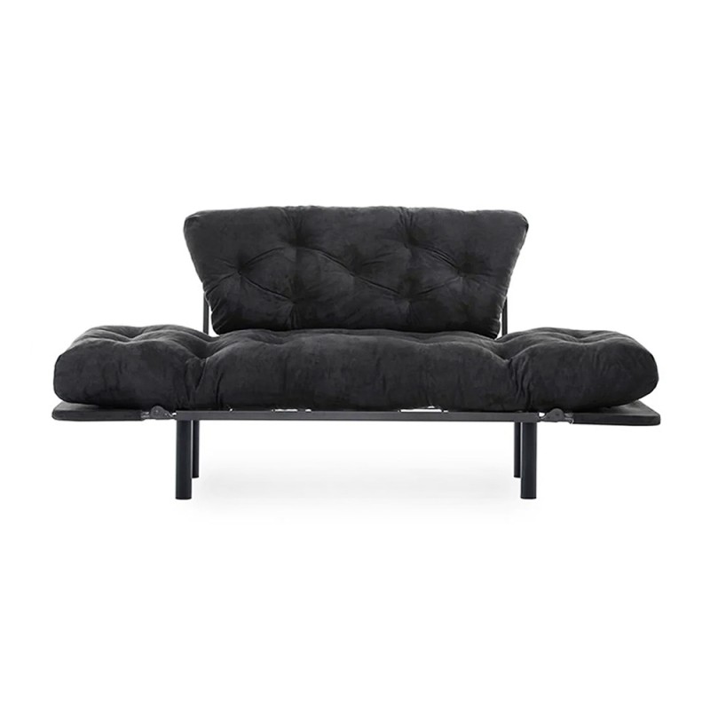 Nitta Megapap two seater fabric sofa bed in black color 155x70x85cm.