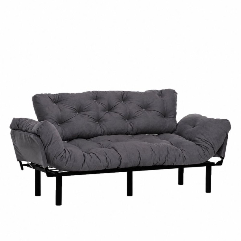 Nitta Megapap three seater fabric sofa bed in grey color 185x70x85cm.