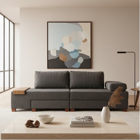 Perenna Megapap fabric sofa three - seater in anthracite color 233x93x83cm.