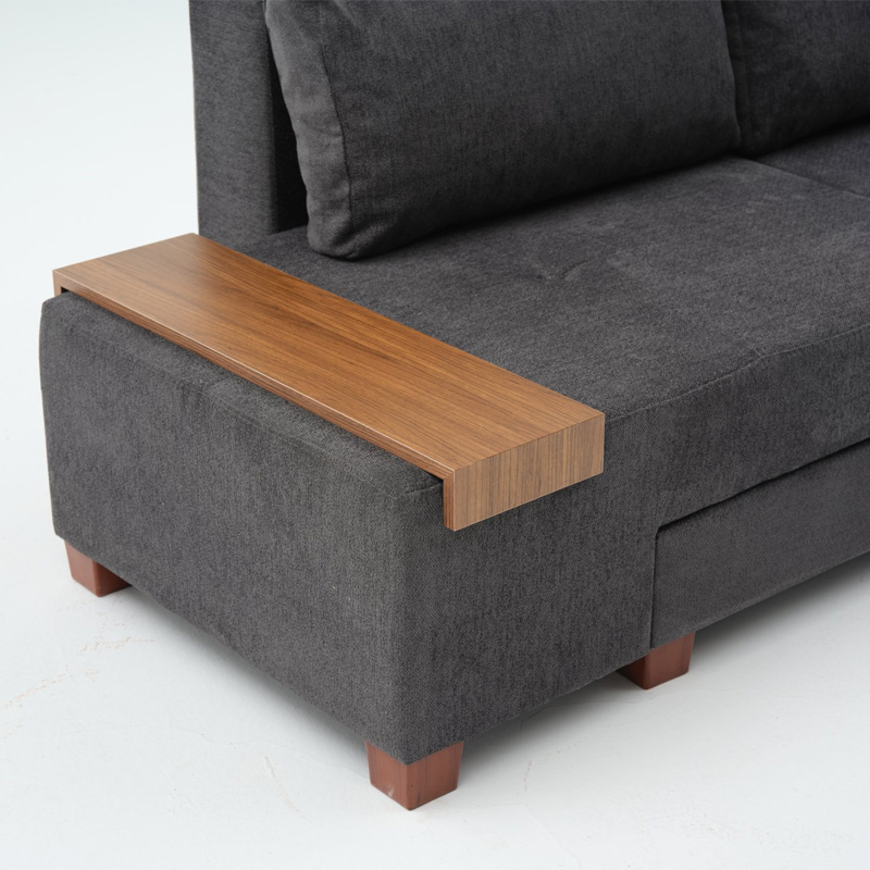 Perenna Megapap fabric sofa three - seater in anthracite color 233x93x83cm.