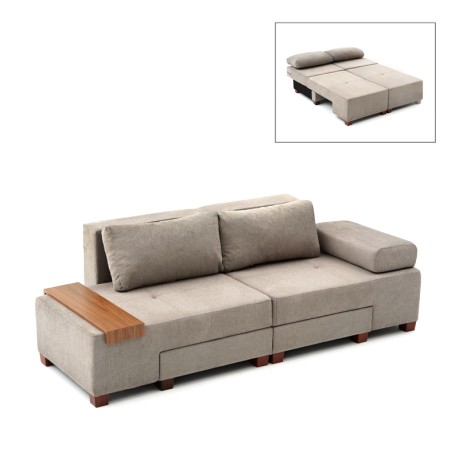 Perenna Megapap fabric sofa three - seater in grey color 233x93x83cm.