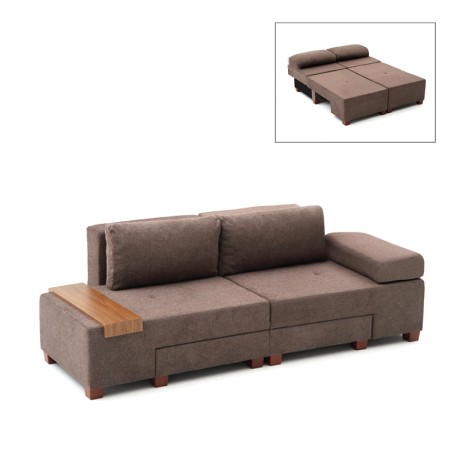 Perenna Megapap fabric sofa three - seater in brown color 233x93x83cm.