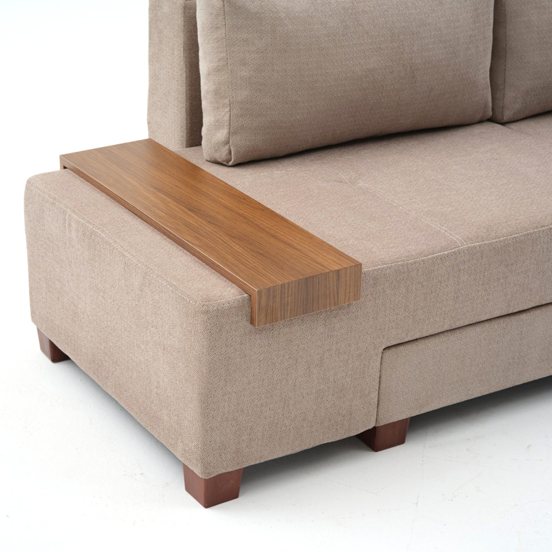 Perenna Megapap fabric sofa three - seater in beige color 233x93x83cm.