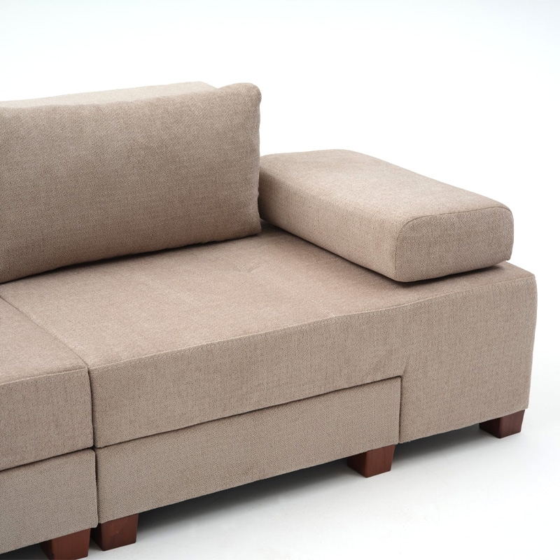 Perenna Megapap fabric sofa three - seater in beige color 233x93x83cm.