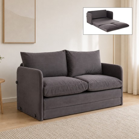 Saga XL Megapap fabric two seater sofa bed in grey color 148x70x66cm.