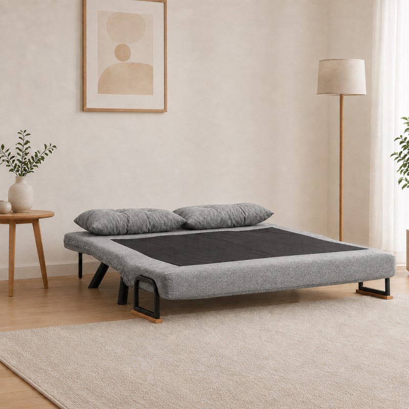 Sando Megapap fabric two seater sofa bed in light grey color 133x78x78cm.