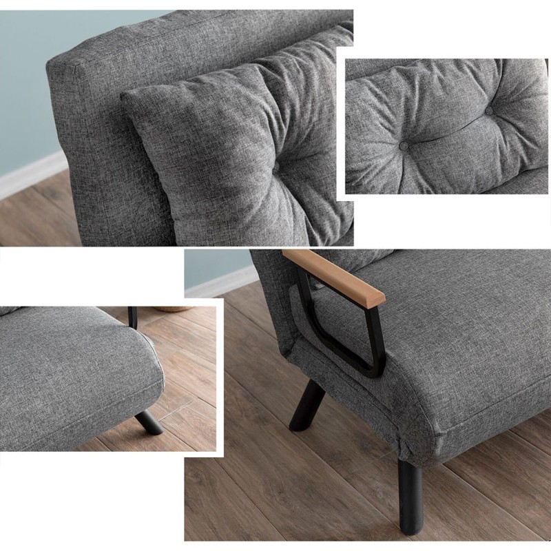 Sando Megapap fabric two seater sofa bed in light grey color 133x78x78cm.