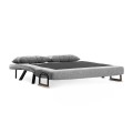 Sando Megapap fabric two seater sofa bed in light grey color 133x78x78cm.