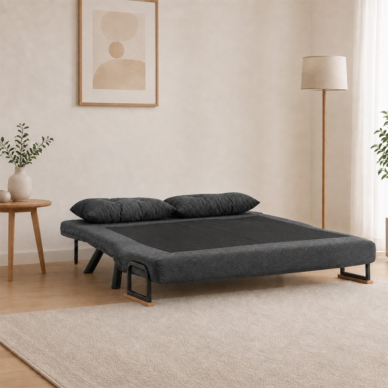 Sando Megapap fabric two seater sofa bed in anthracite color 133x78x78cm.