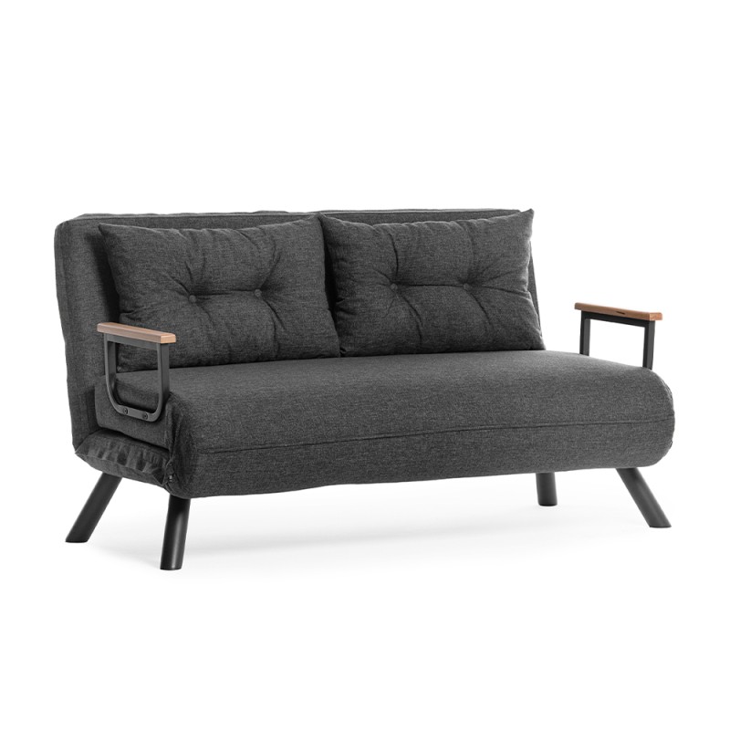 Sando Megapap fabric two seater sofa bed in anthracite color 133x78x78cm.