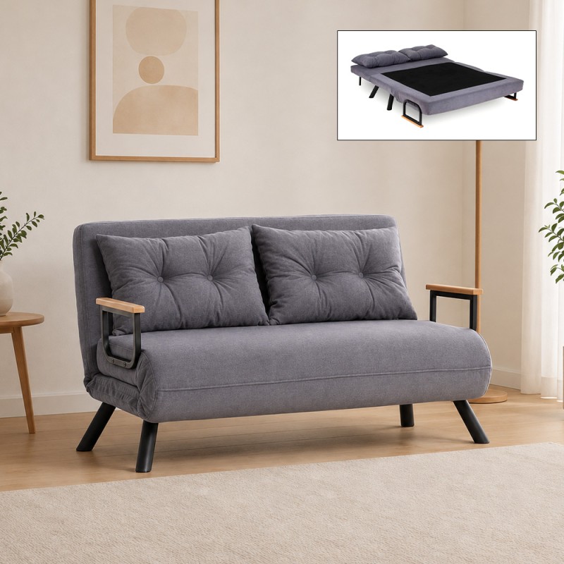Sando Megapap fabric two seater sofa bed in grey color 133x78x78cm.