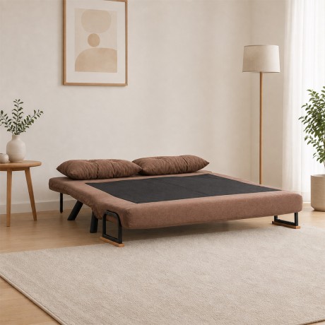 Sando Megapap fabric two seater sofa bed in light brown color 133x78x78cm.