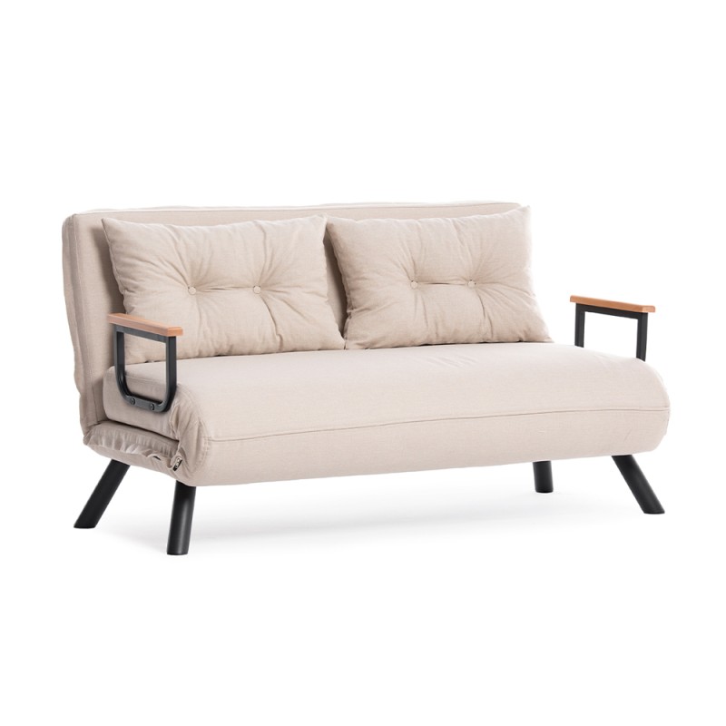Sando Megapap fabric two seater sofa bed in cream color 133x78x78cm.