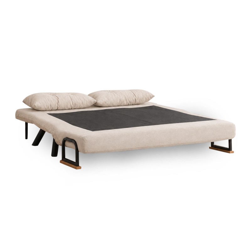 Sando Megapap fabric two seater sofa bed in cream color 133x78x78cm.
