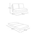 Taida Megapap fabric two seater sofa bed in grey color 120x80x70cm.