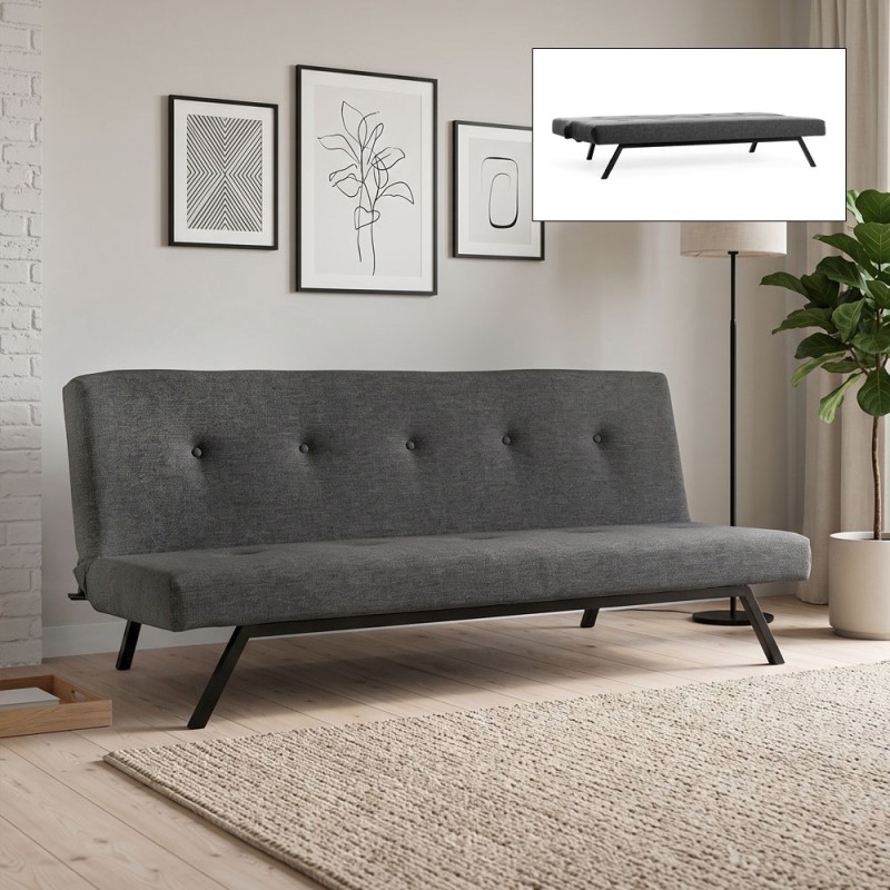 Zola Megapap three seater fabric sofa bed in anthracite color 180x64x78cm.