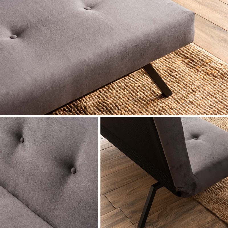 Zola Megapap three seater fabric sofa bed in grey color 180x64x78cm.