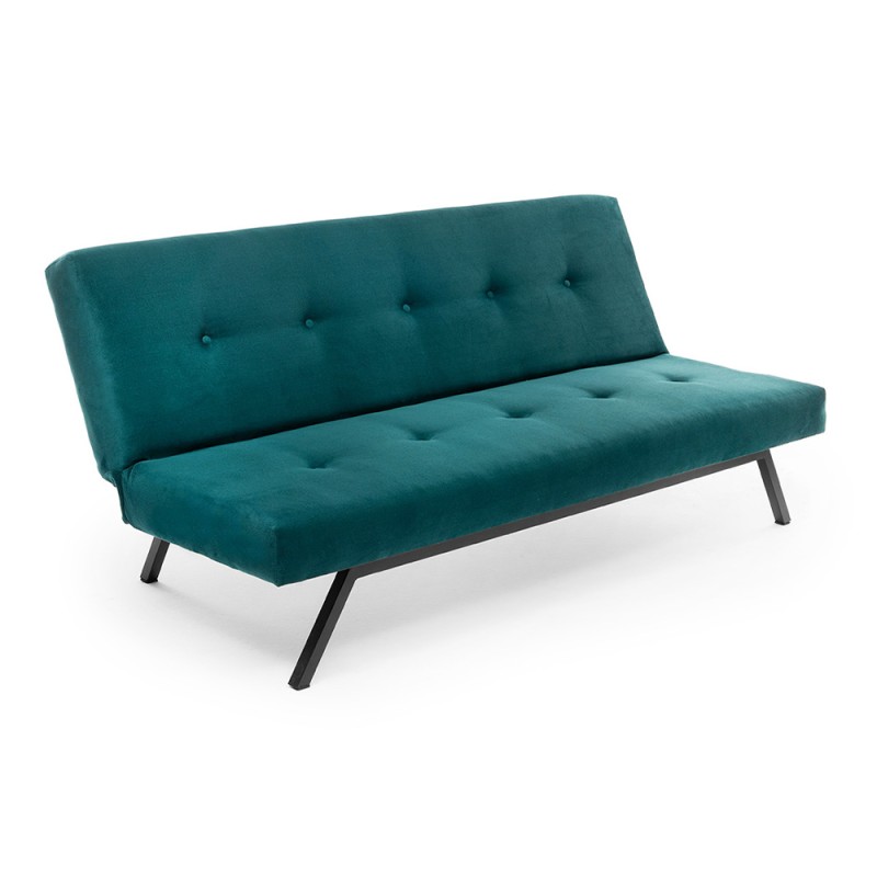 Zola Megapap three seater fabric sofa bed in petrol green color 180x64x78cm.