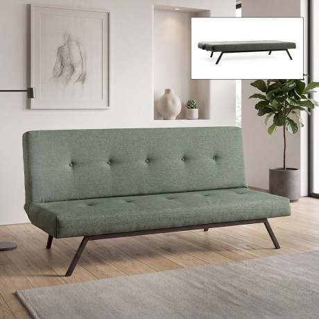 Zola Megapap three seater fabric sofa bed in green color 180x64x78cm.