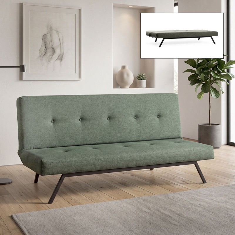 Zola Megapap three seater fabric sofa bed in green color 180x64x78cm.