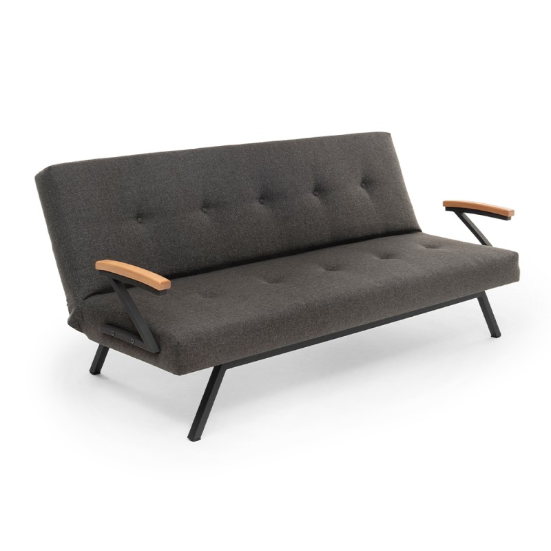 Zven Megapap three seater fabric sofa bed in anthracite color 180x64x78cm.