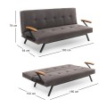 Zven Megapap three seater fabric sofa bed in grey color 180x64x78cm.